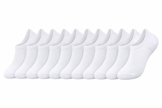 ASCEND 21 Sneaker Socken Damen & Herren – 10 Paar Weiße Füßlinge Größe 39–44 – Unsichtbare Low Cut Sneakersocken mit Anti-Rutsch-Silikon – Atmungsaktive Kurzsocken für Sport, Alltag & Freizeit