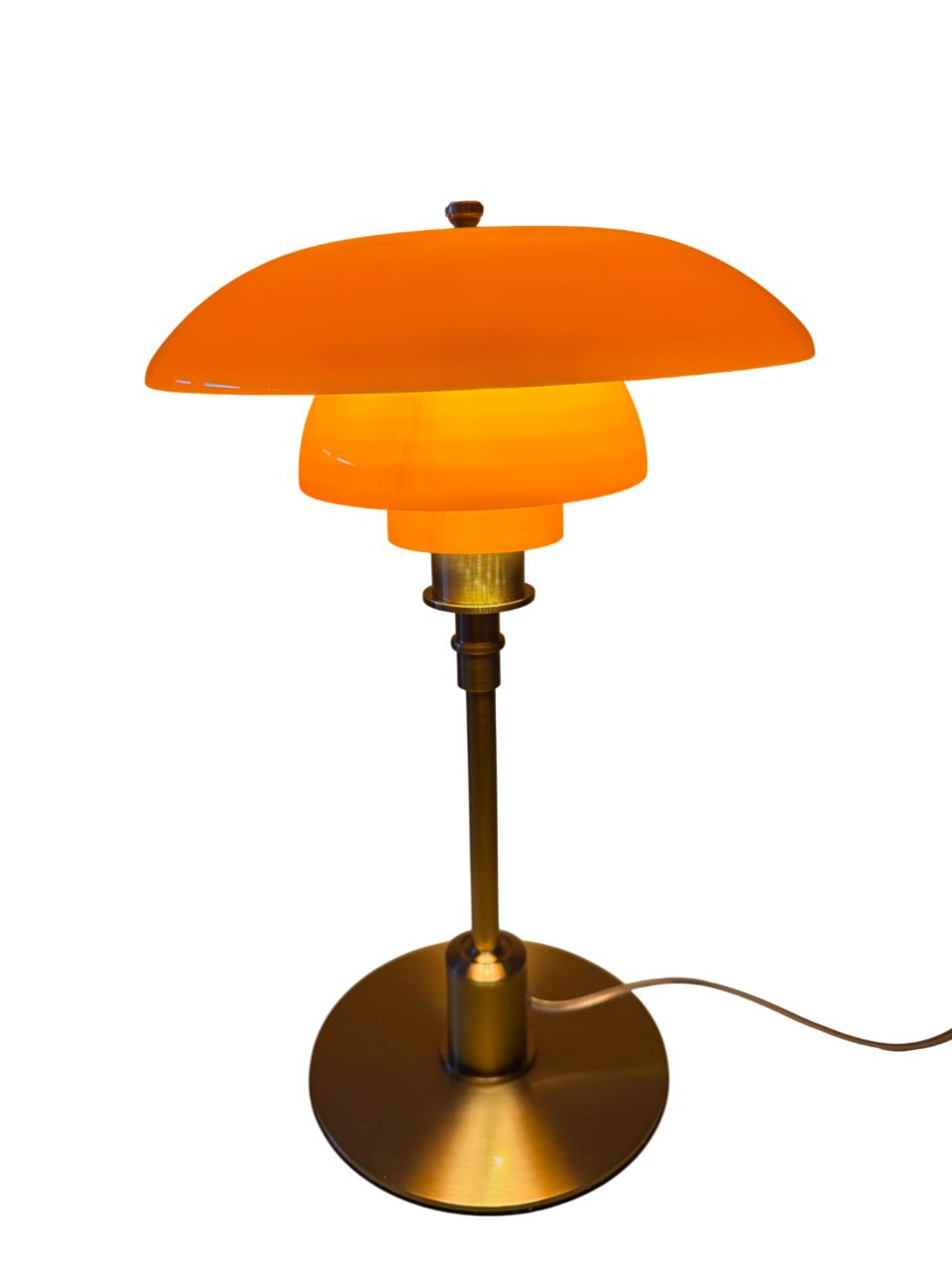 Aurora Brass Design-Tischlampe - Warmes Licht in Bernstein & Gold