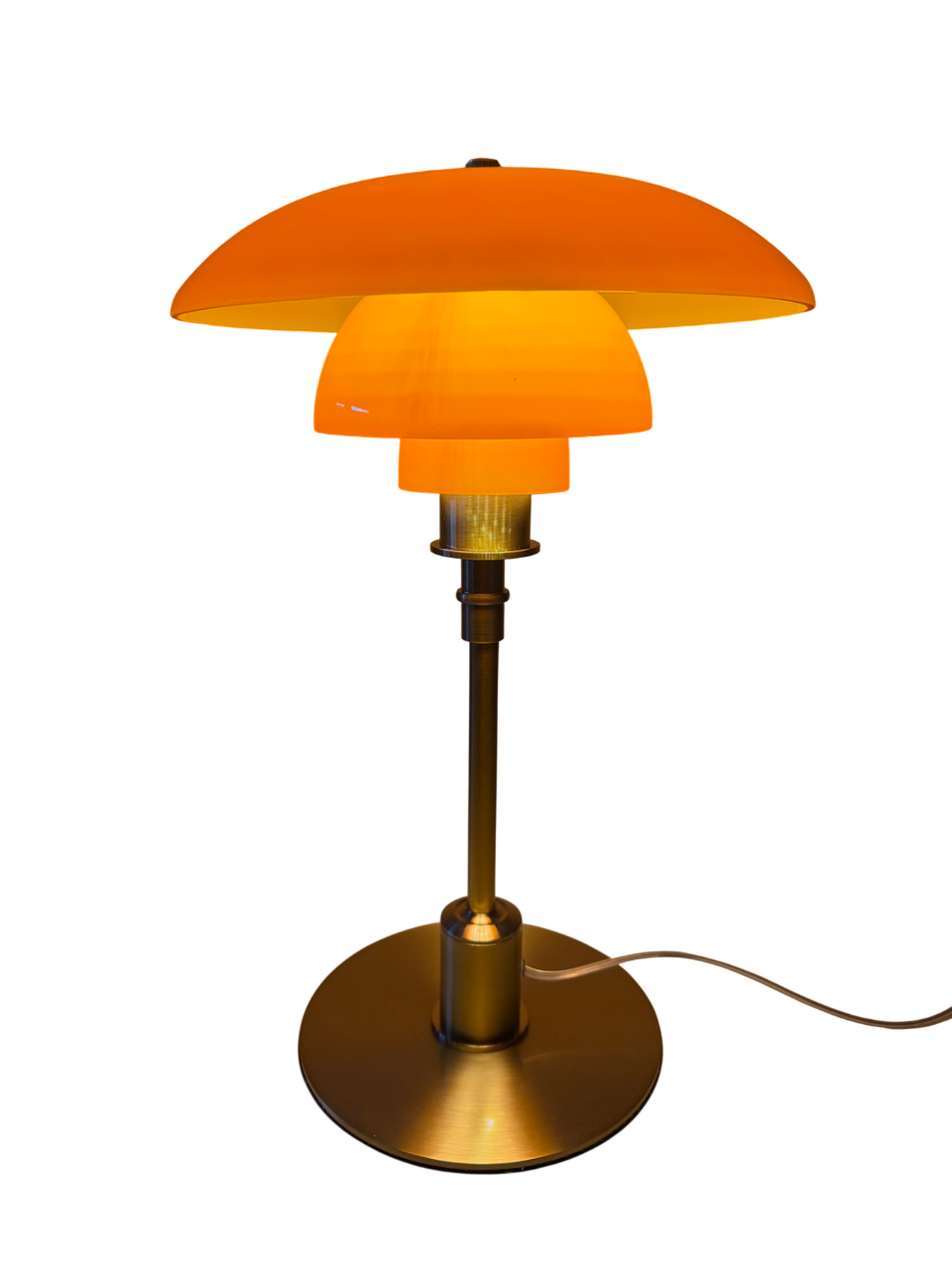 Aurora Brass Design-Tischlampe - Warmes Licht in Bernstein & Gold